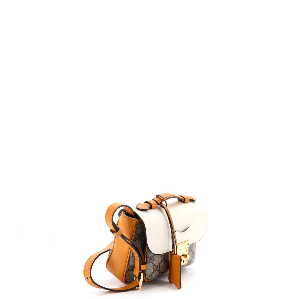 Padlock Front Pocket Flap Shoulder Bag GG Coated Canvas and Leather Mini