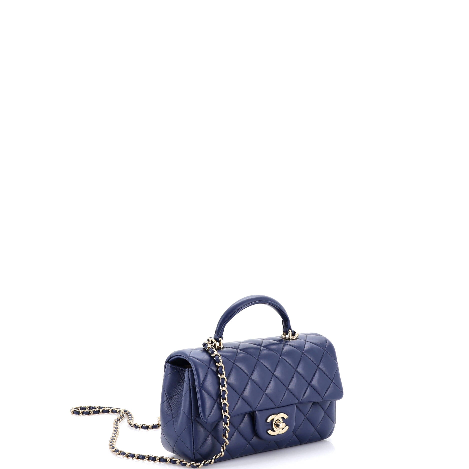 Classic Single Flap Top Handle Bag Quilted Lambskin Mini