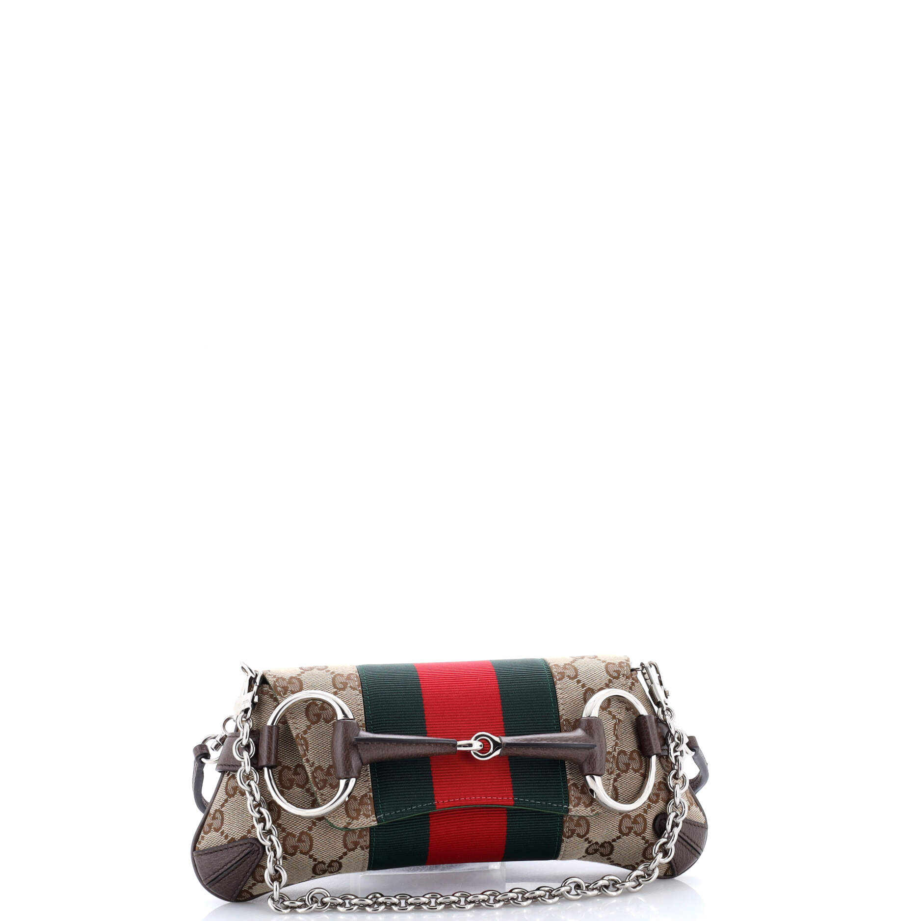 Horsebit NM Web Chain Clutch GG Canvas Small