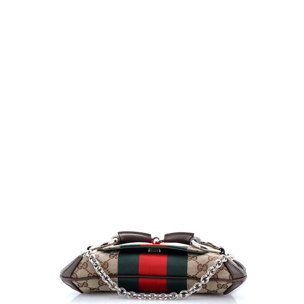 Horsebit NM Web Chain Clutch GG Canvas Small
