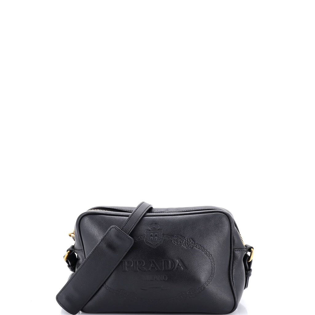 Logo Camera Bag Embossed Leather Small