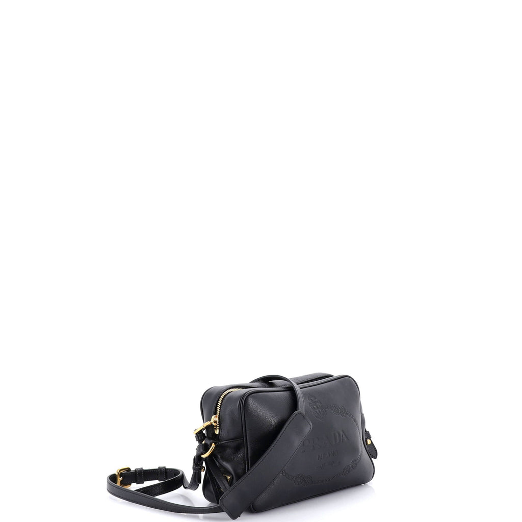 Logo Camera Bag Embossed Leather Small
