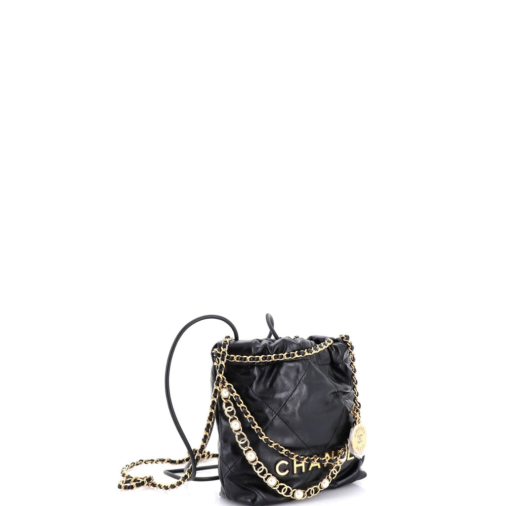 22 Chain Hobo Quilted Calfskin with CC Pearl Chain Mini