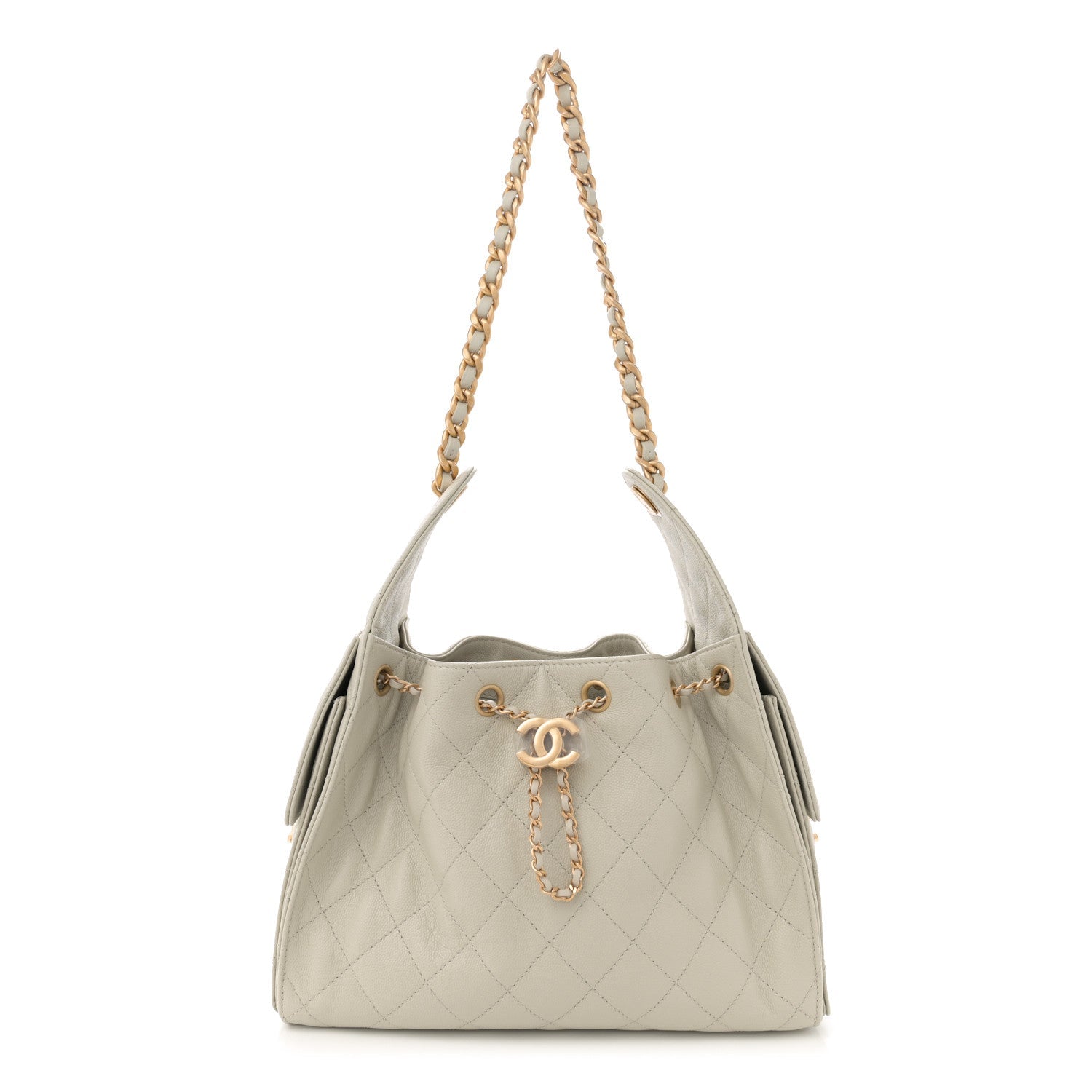 Caviar Quilted Small Chanel 25 Handbag Light Grey