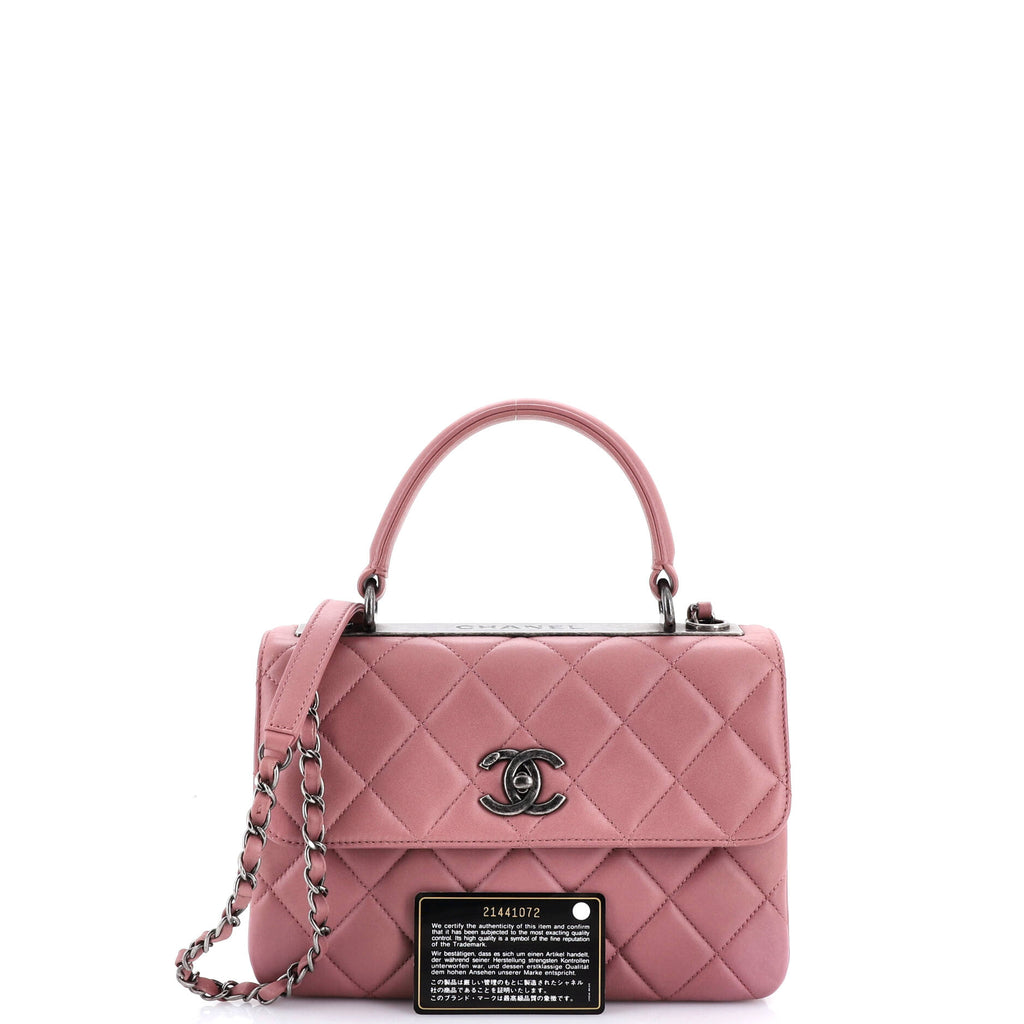 Trendy CC Top Handle Bag Quilted Lambskin Small