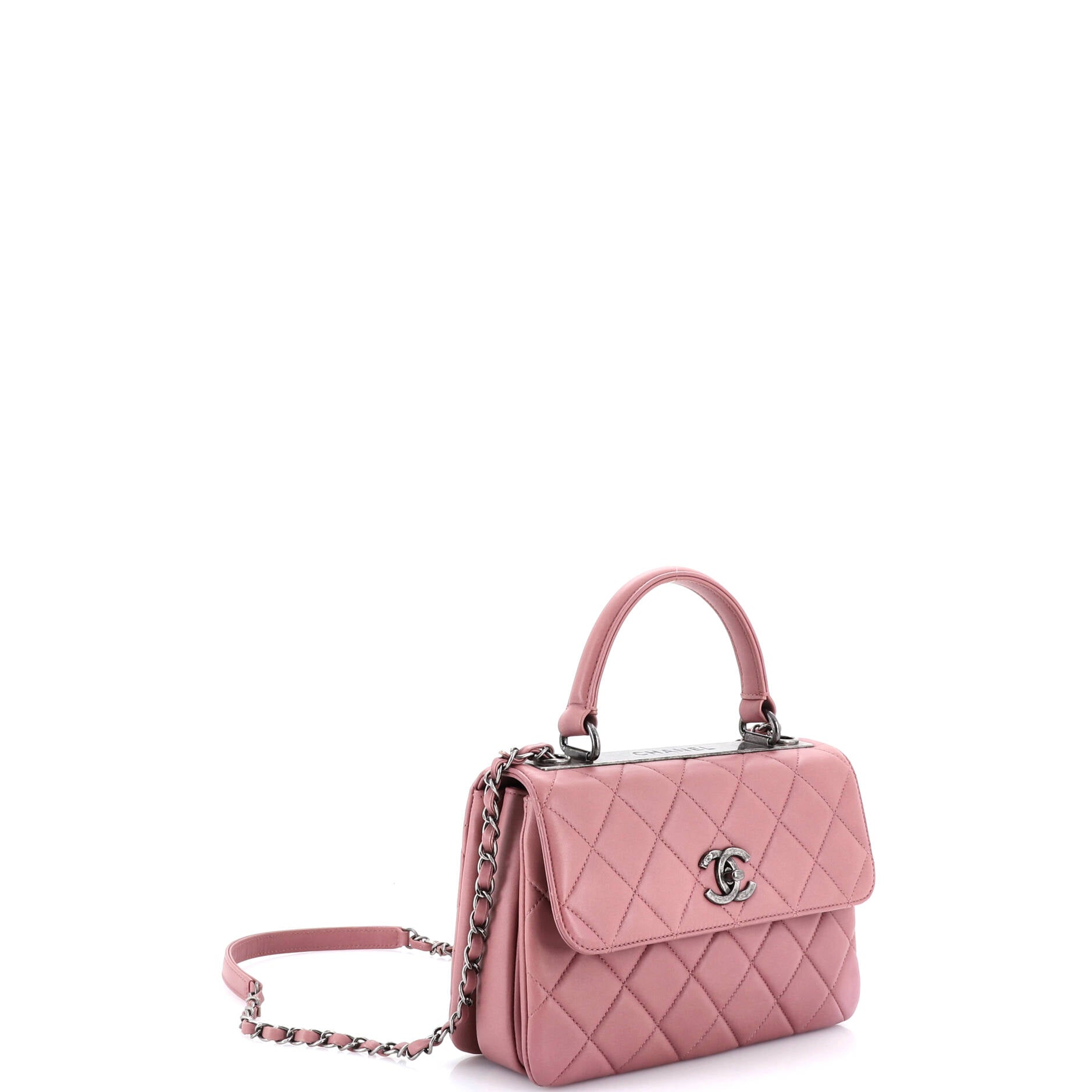 Trendy CC Top Handle Bag Quilted Lambskin Small