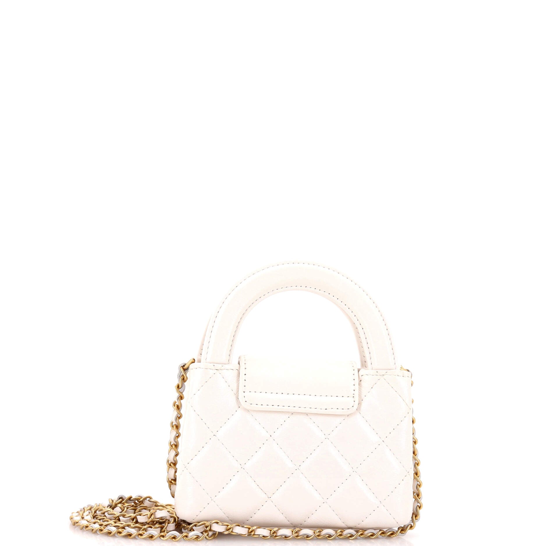 Kelly Top Handle Shopping Bag Quilted Shiny Aged Calfskin Nano