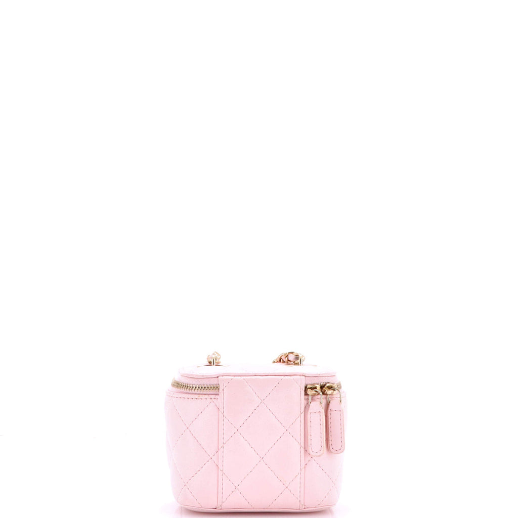 Vanity Case with Pearl Chain Quilted Lambskin Mini
