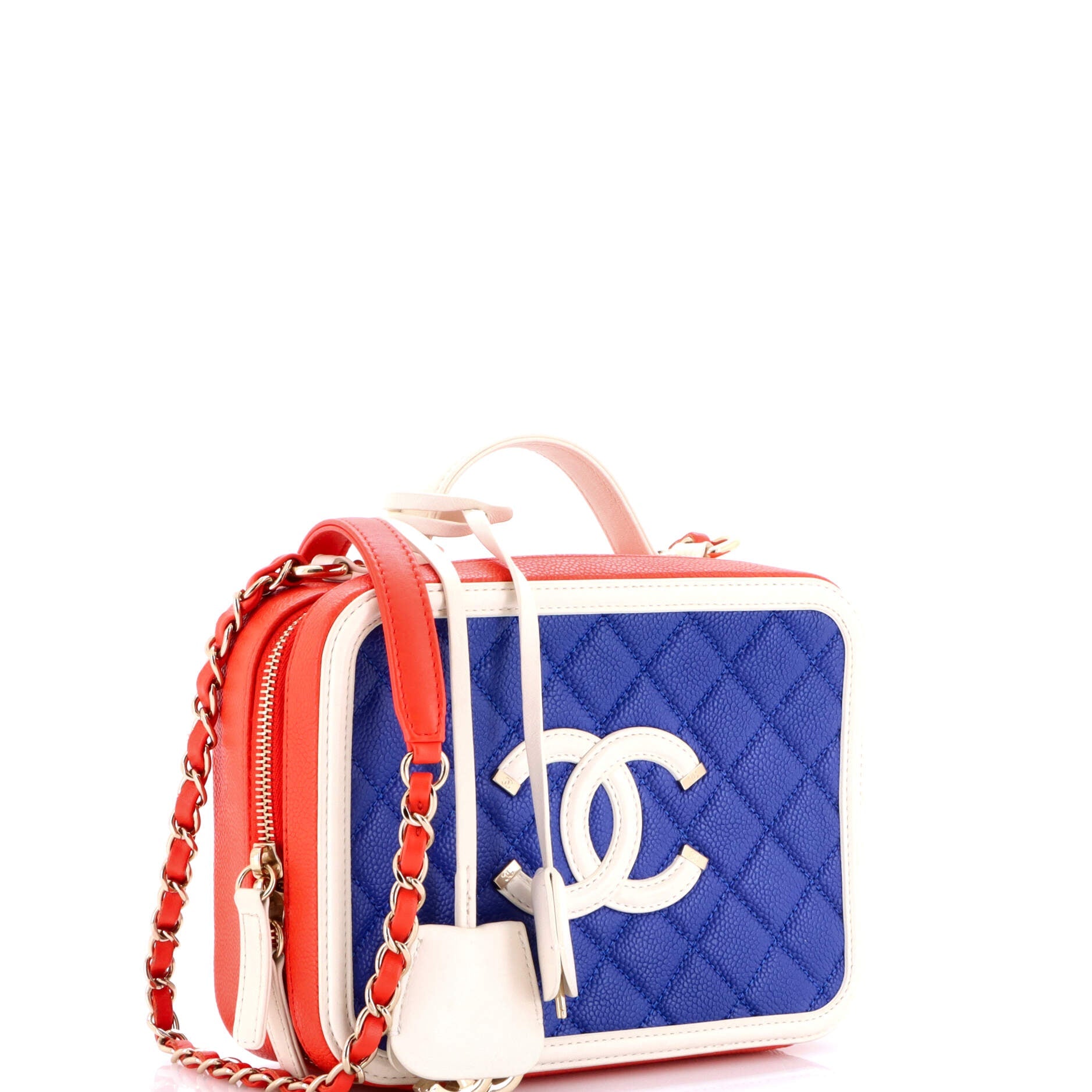 Filigree Vanity Case Quilted Caviar Medium