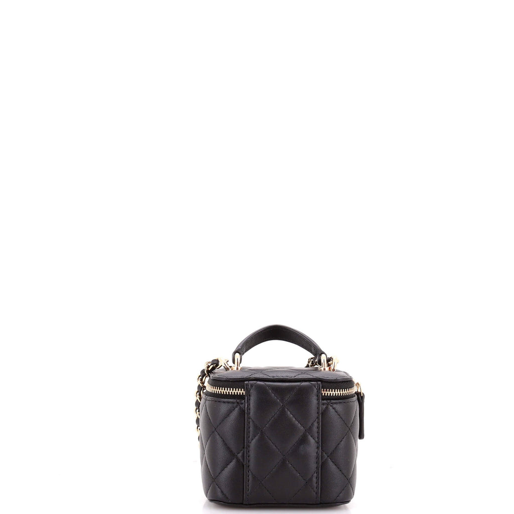 Classic Top Handle Vanity Case with Chain Quilted Lambskin Mini