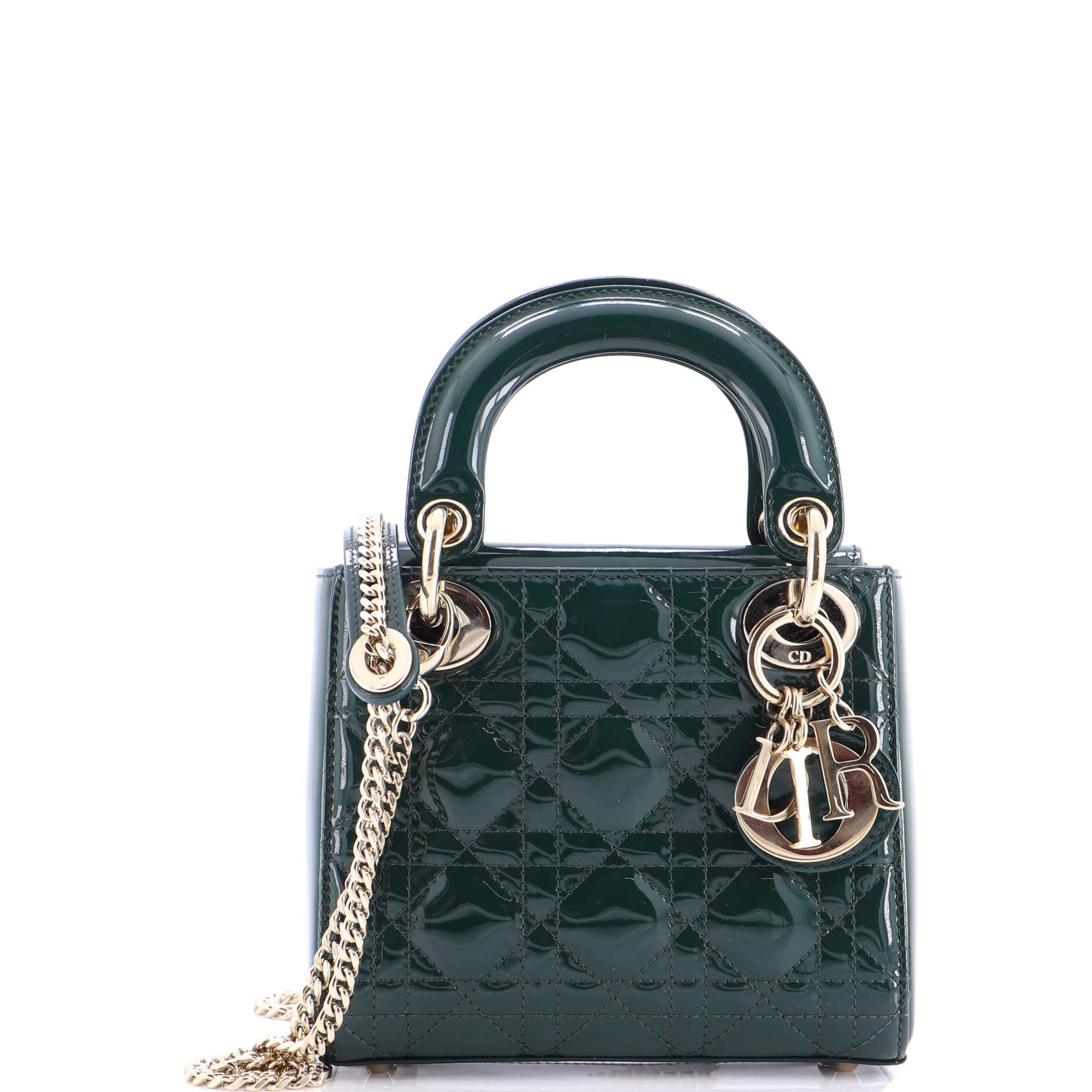 Lady Dior Chain Bag Cannage Quilt Patent Mini