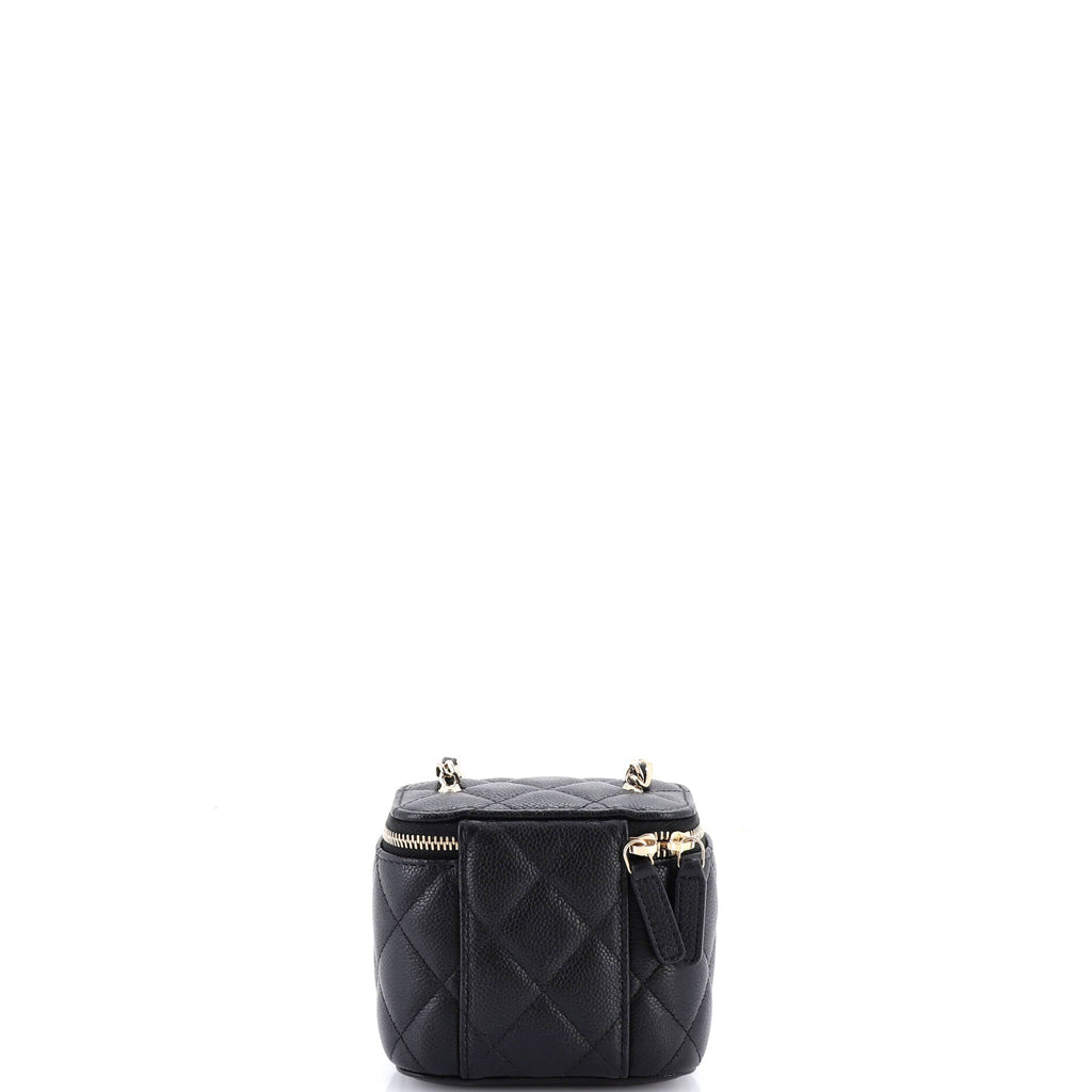Tiny CC Link Vanity Case with Chain Quilted Caviar Mini