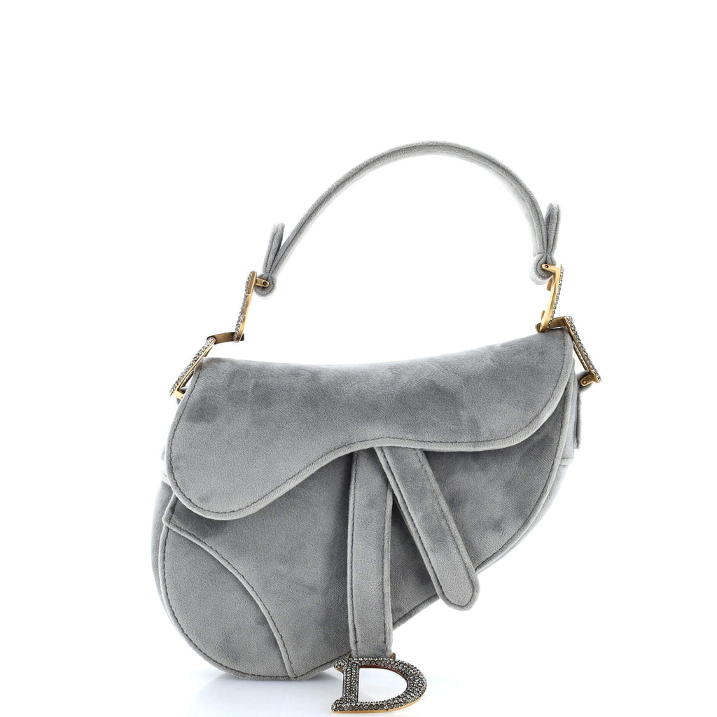 Saddle Handbag Velvet with Crystals Mini