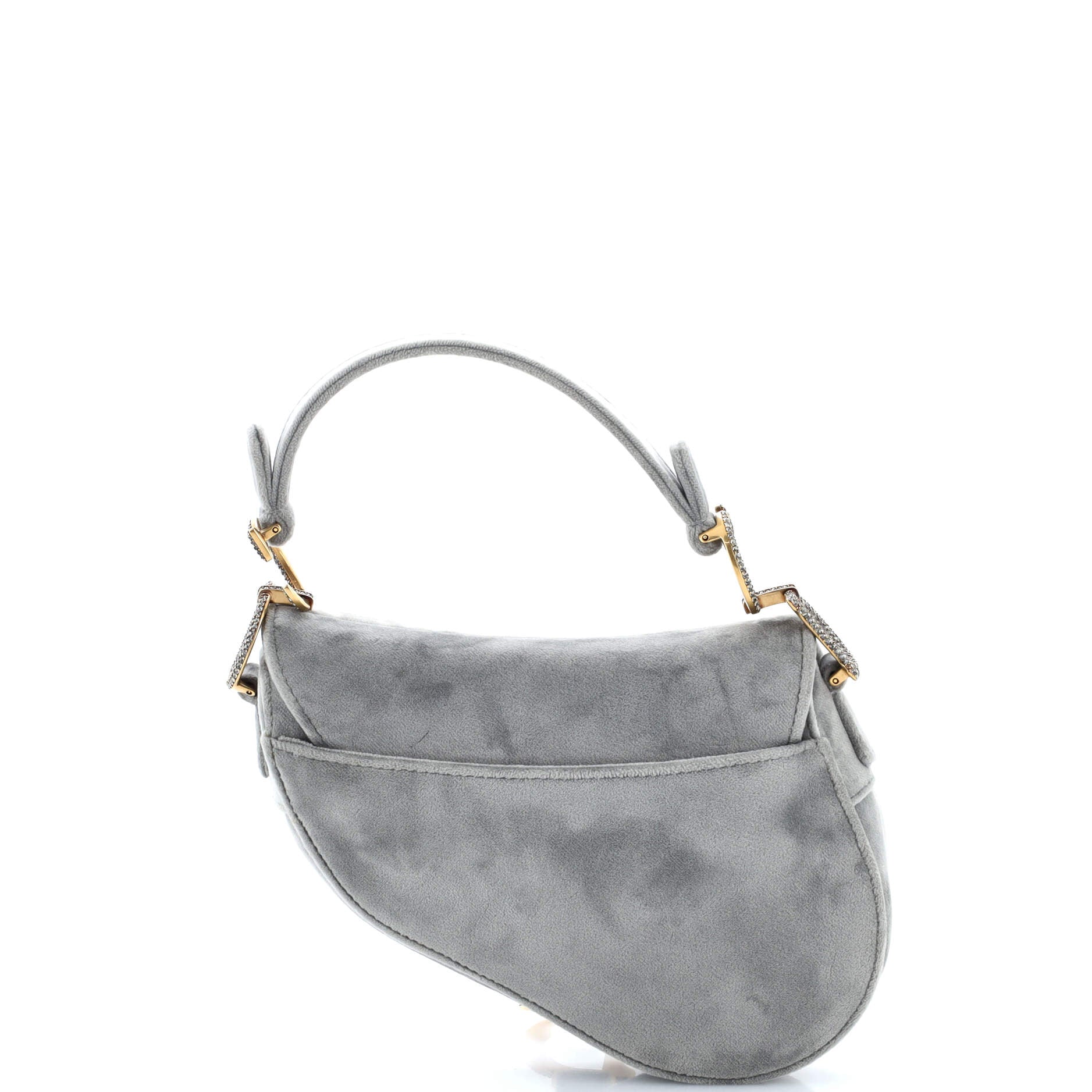Saddle Handbag Velvet with Crystals Mini