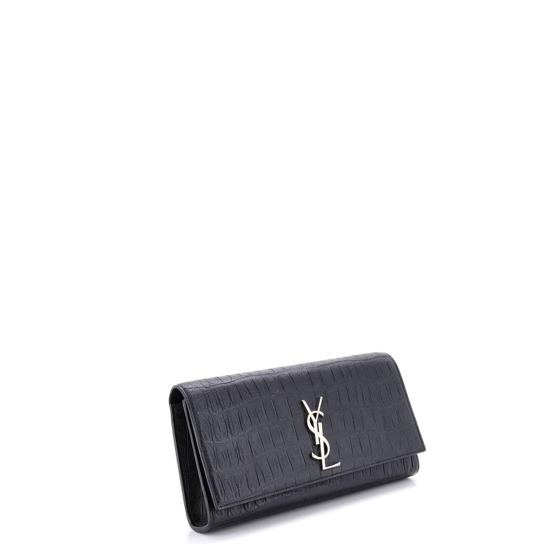 Classic Monogram Clutch Crocodile Embossed Leather Long