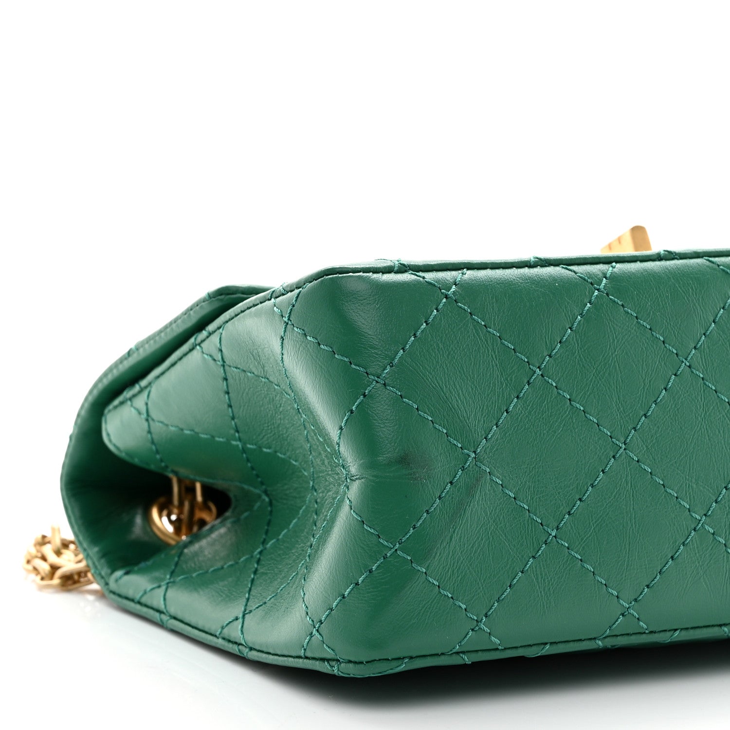 Aged Calfskin Quilted 2.55 Reissue Mini Flap Green