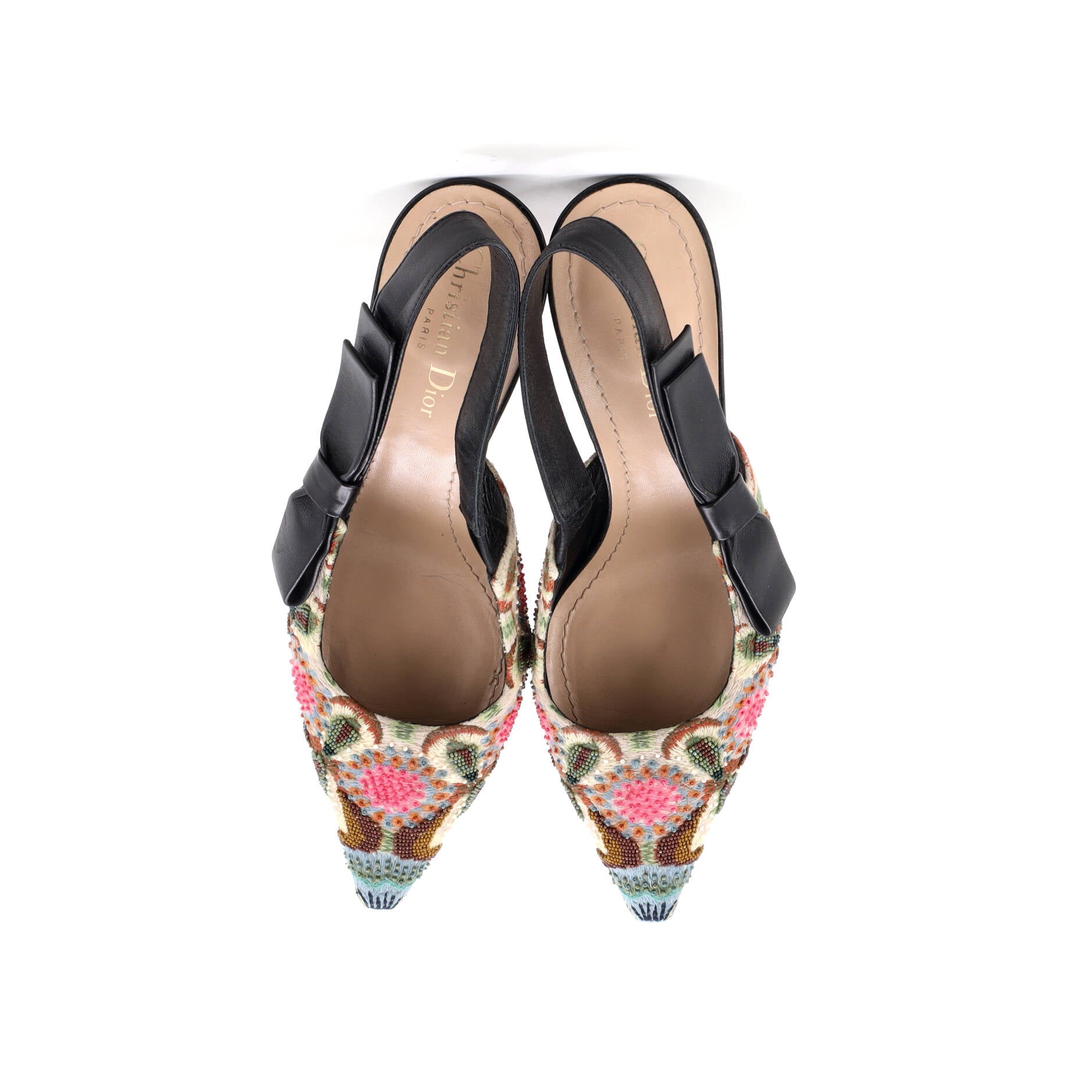 Women's J'Adior Slingback Pumps Flower Embroidered Leather 65