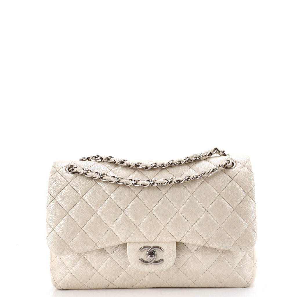 Classic Double Flap Bag Quilted Iridescent Caviar Jumbo