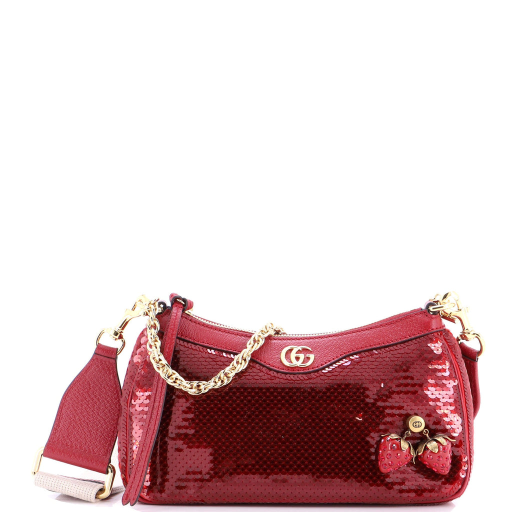 Strawberry Ophidia Shoulder Bag Sequins Small