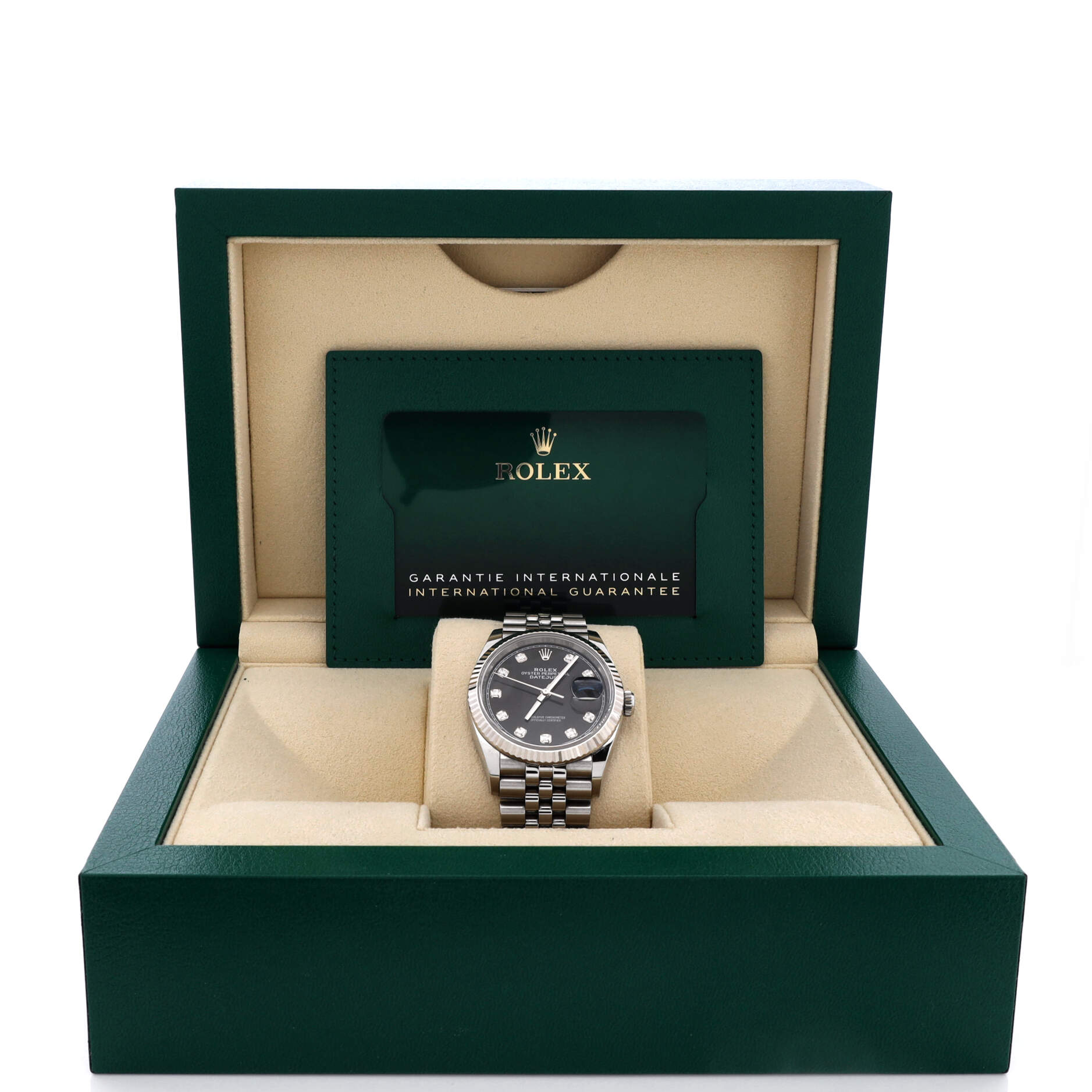 Oyster Perpetual Datejust Automatic Watch Stainless Steel and White Gold with Diamond Markers 36