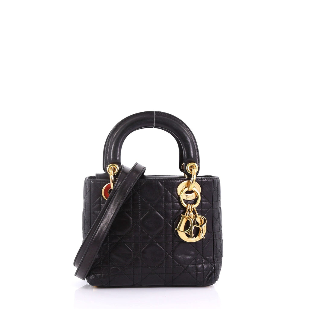 Lady Dior Handbag Cannage Quilt Lambskin Mini