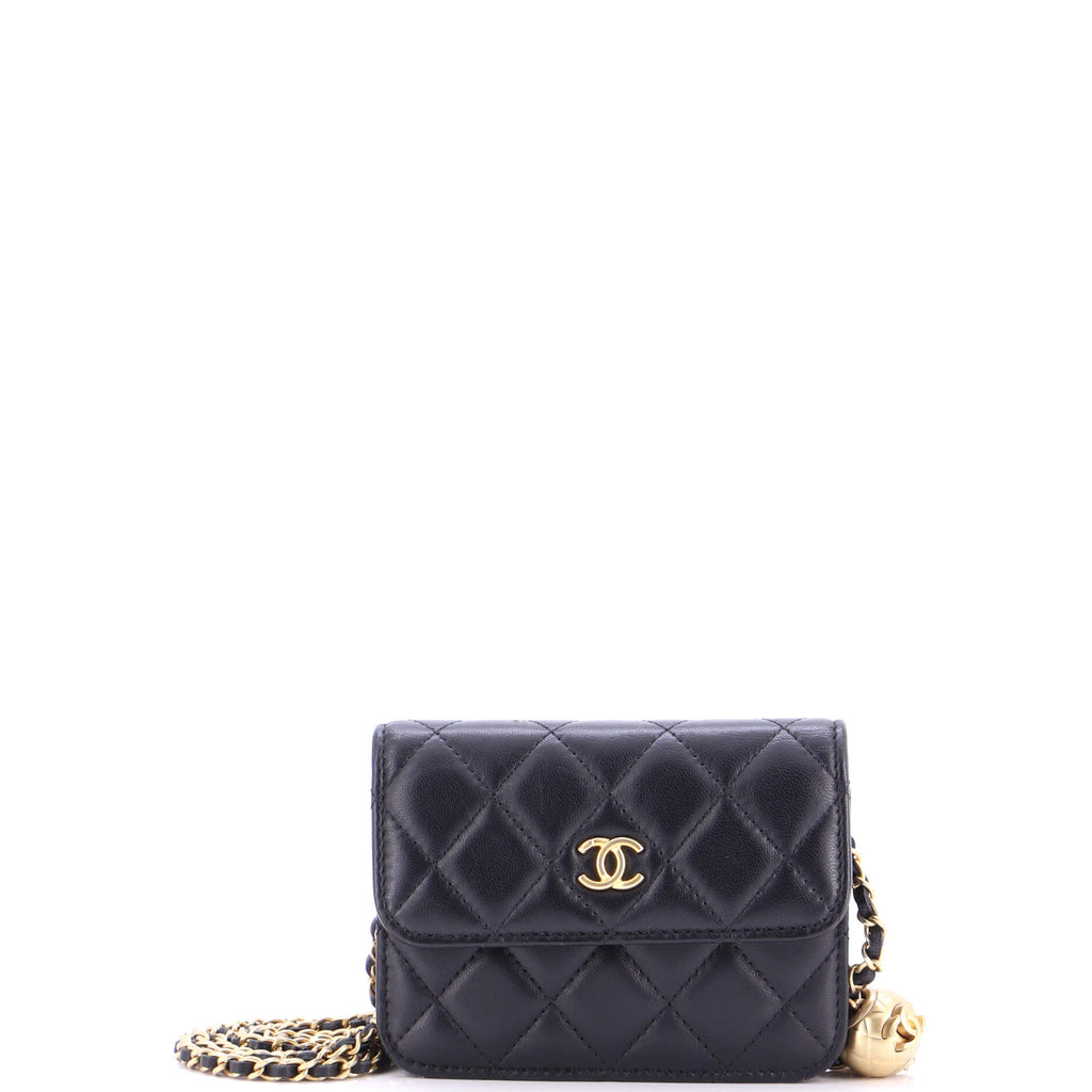 Pearl Crush Flap Clutch with Chain Quilted Lambskin Mini