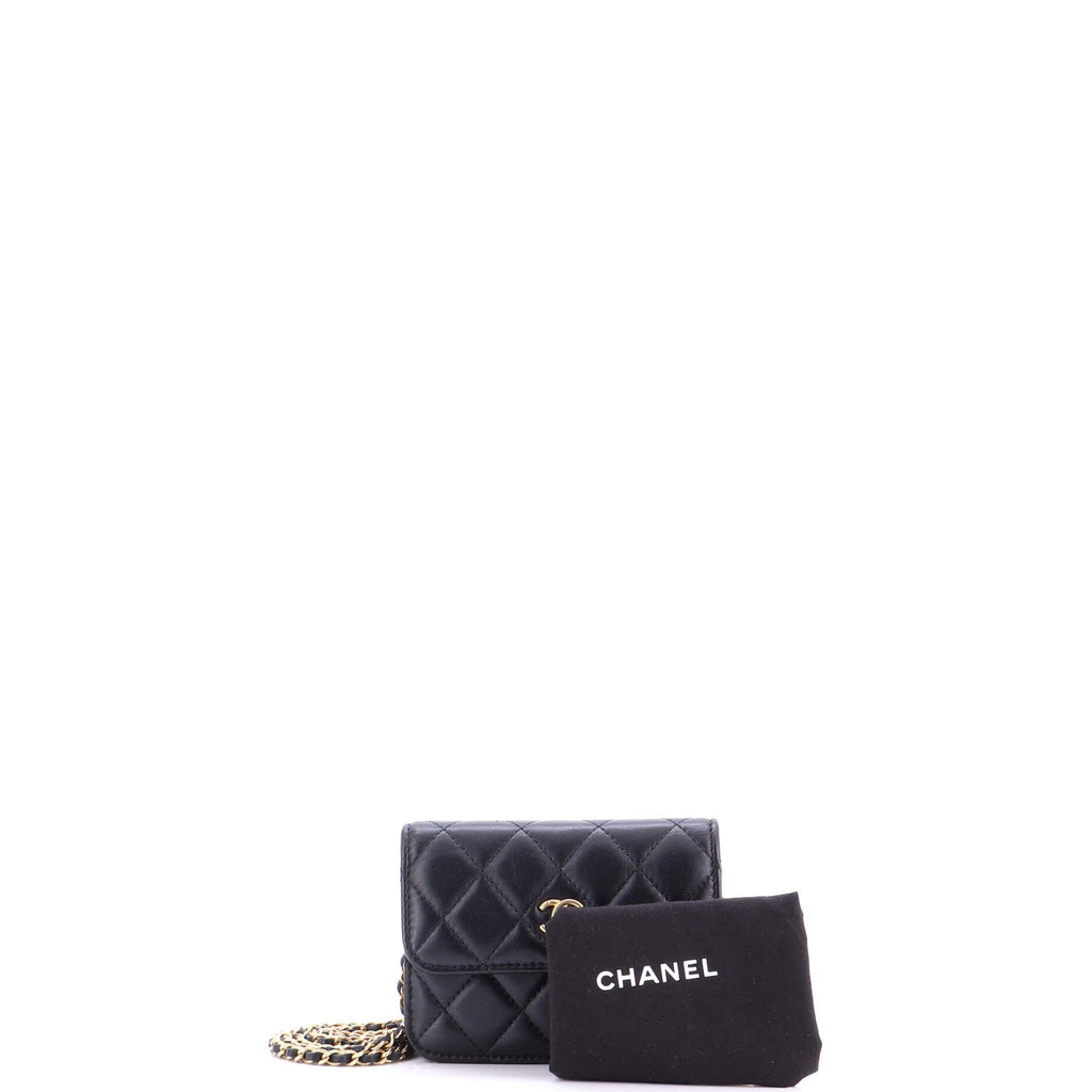 Pearl Crush Flap Clutch with Chain Quilted Lambskin Mini