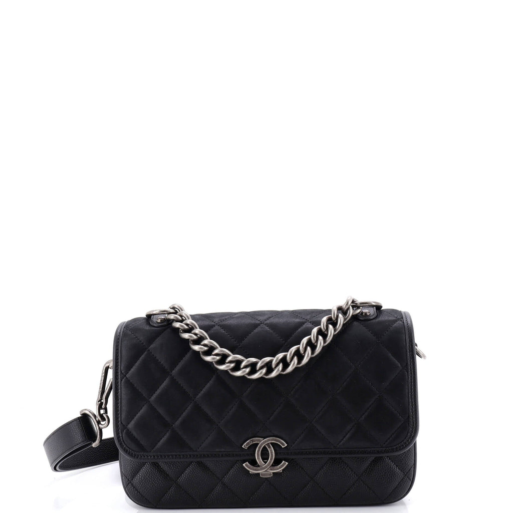 Daily Carry Messenger Bag Quilted Iridescent Calfskin and Caviar Medium