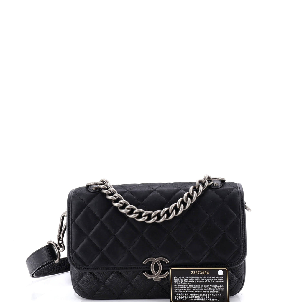 Daily Carry Messenger Bag Quilted Iridescent Calfskin and Caviar Medium
