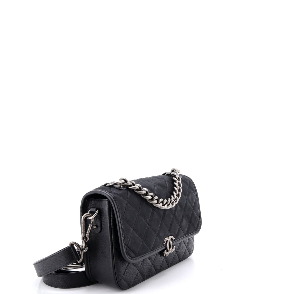 Daily Carry Messenger Bag Quilted Iridescent Calfskin and Caviar Medium