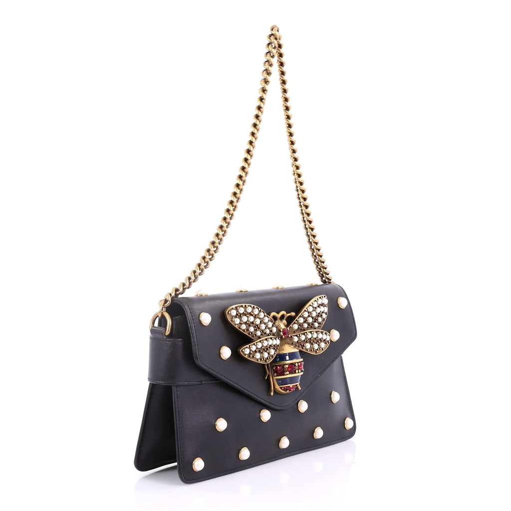 Broadway Pearly Bee Shoulder Bag Embellished Leather Mini