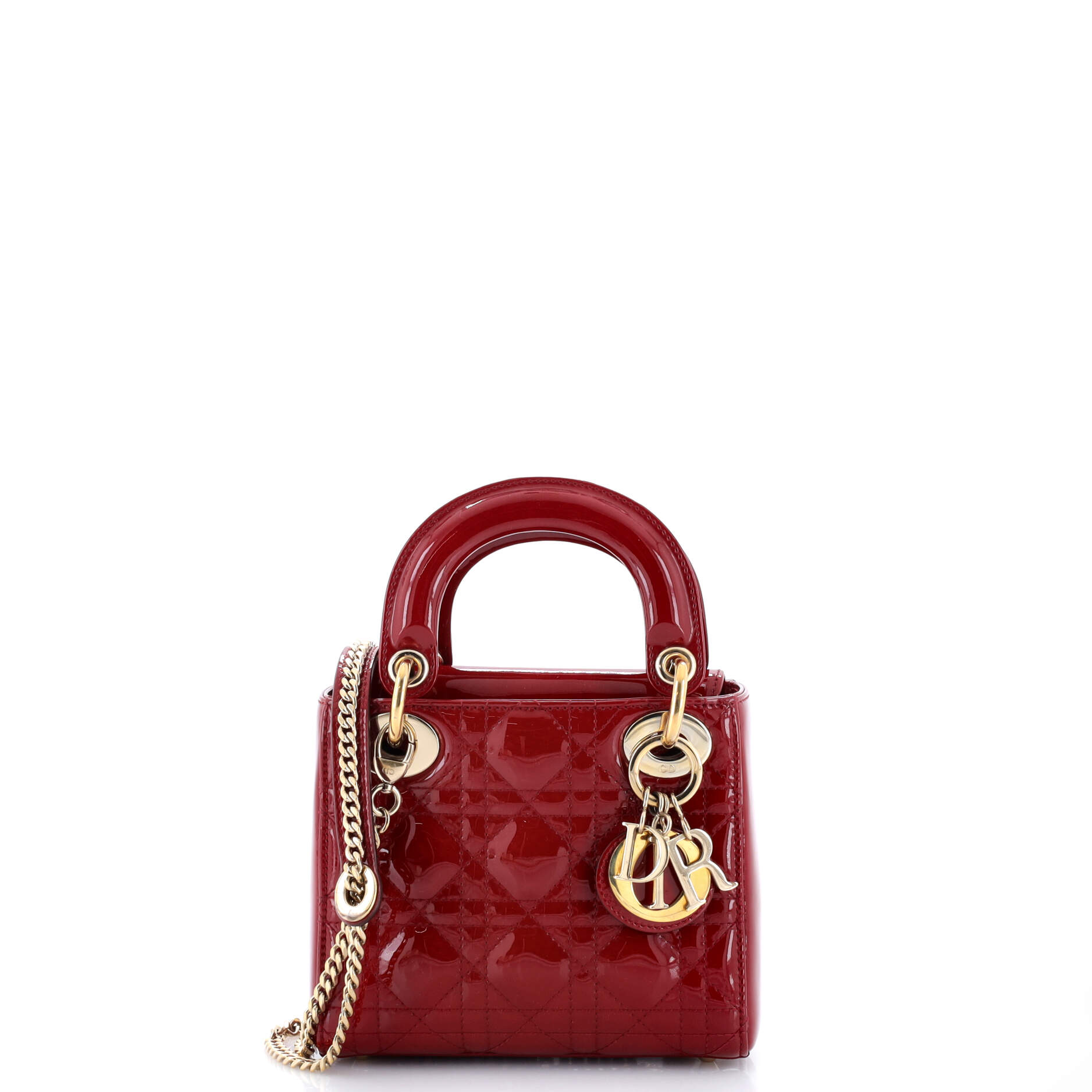 Lady Dior Chain Bag Cannage Quilt Patent Mini