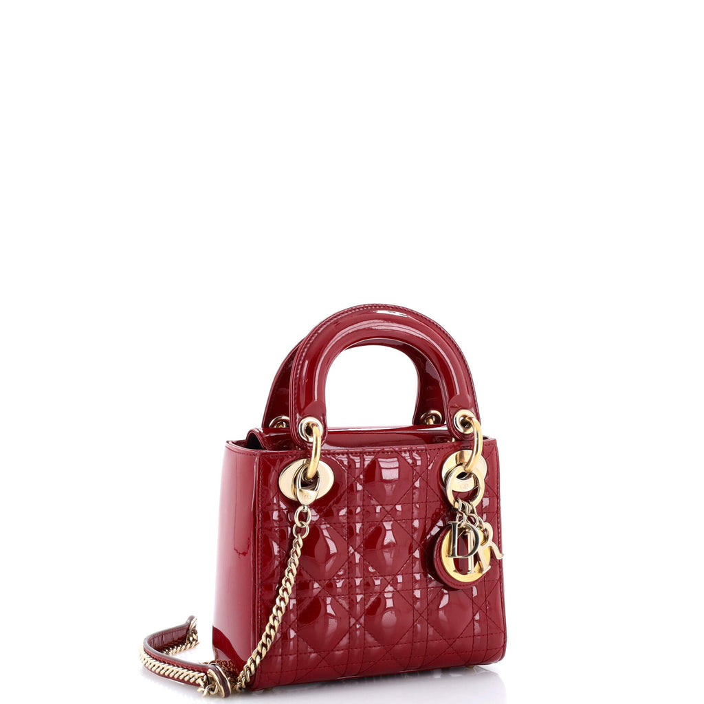 Lady Dior Chain Bag Cannage Quilt Patent Mini