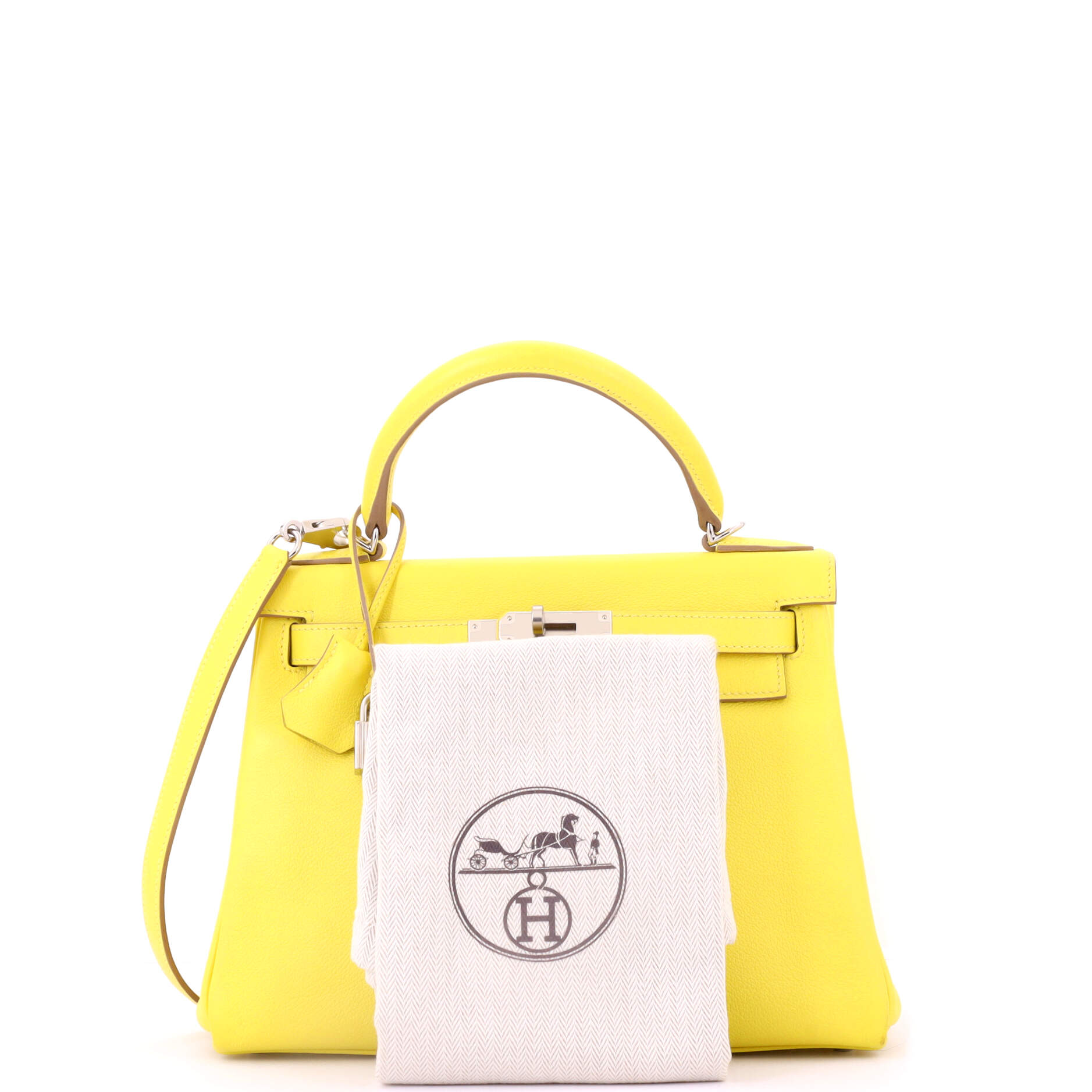Kelly Handbag Lime Evercolor with Palladium Hardware 28