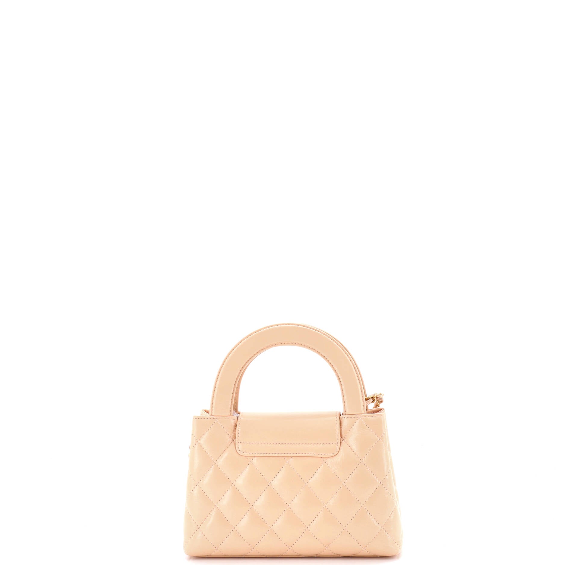 Kelly Top Handle Shopping Bag Quilted Shiny Aged Calfskin Mini