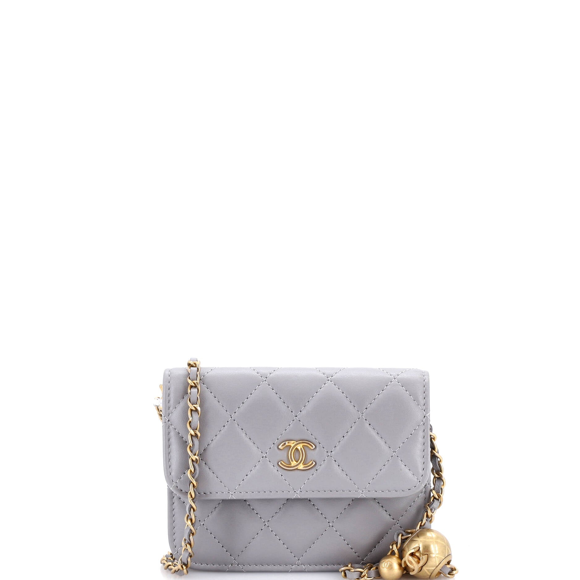 Pearl Crush Flap Clutch with Chain Quilted Lambskin Mini