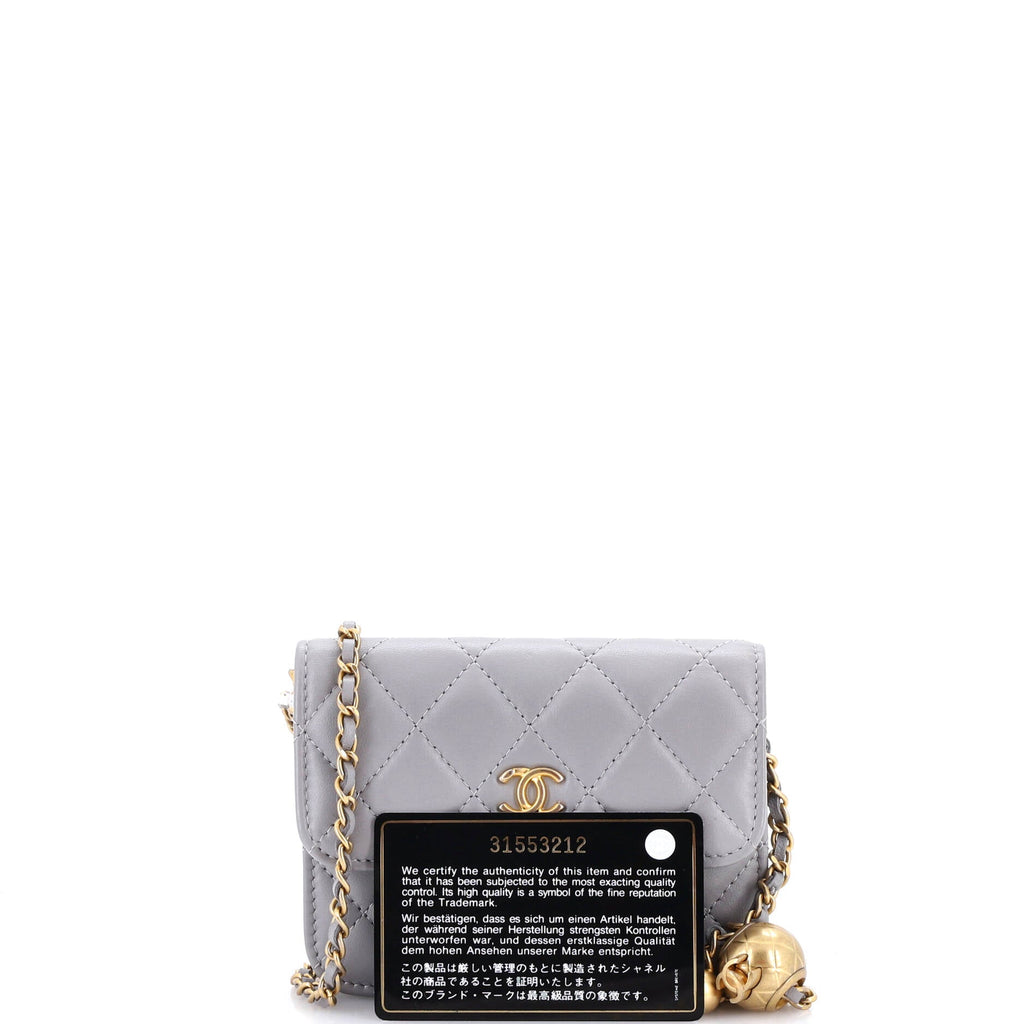 Pearl Crush Flap Clutch with Chain Quilted Lambskin Mini