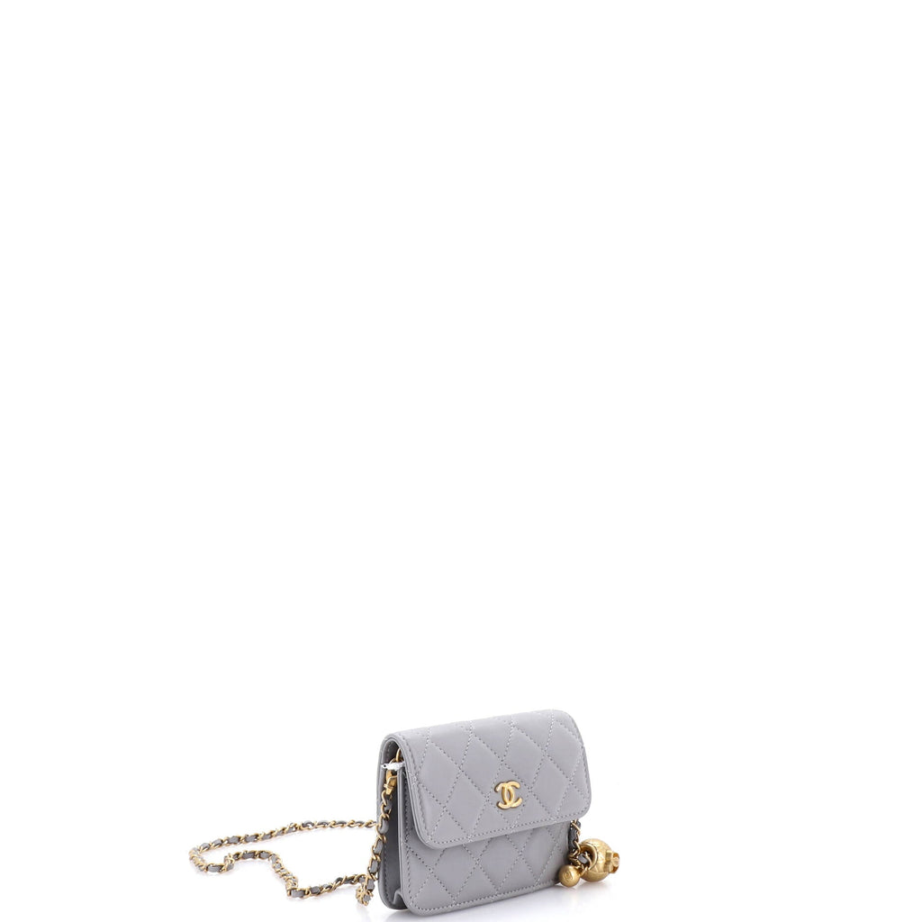 Pearl Crush Flap Clutch with Chain Quilted Lambskin Mini