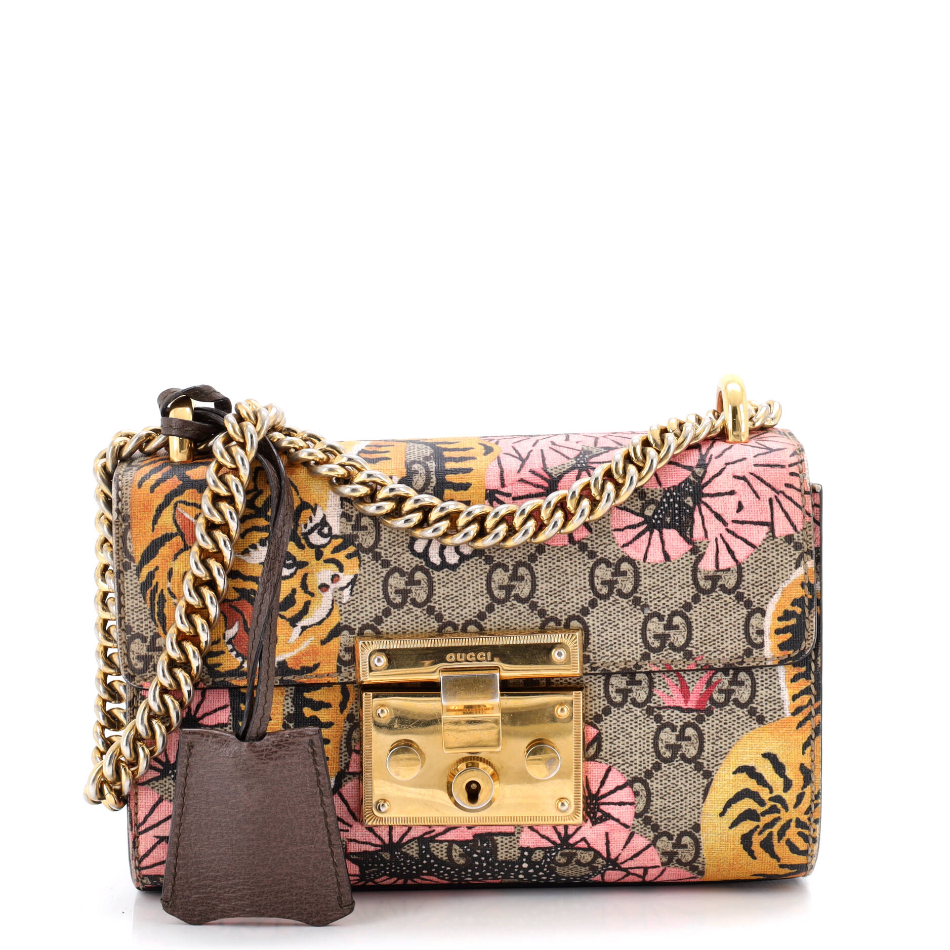 Padlock Shoulder Bag Bengal Print GG Coated Canvas Small