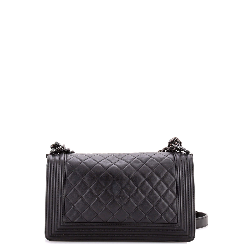So Black Boy Flap Bag Quilted Caviar Old Medium