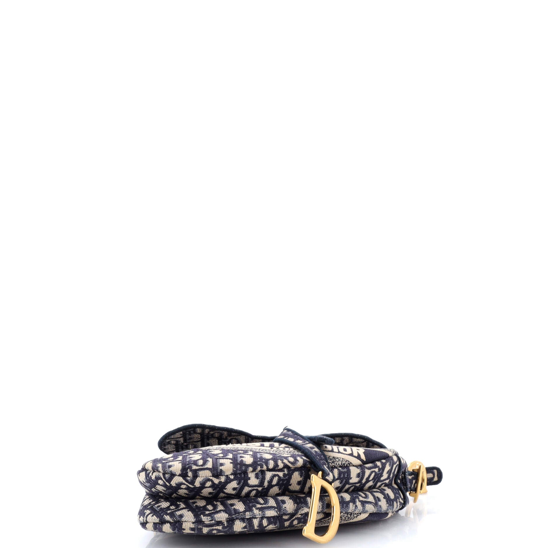 Saddle Handbag Logo Embroidered Oblique Canvas Medium