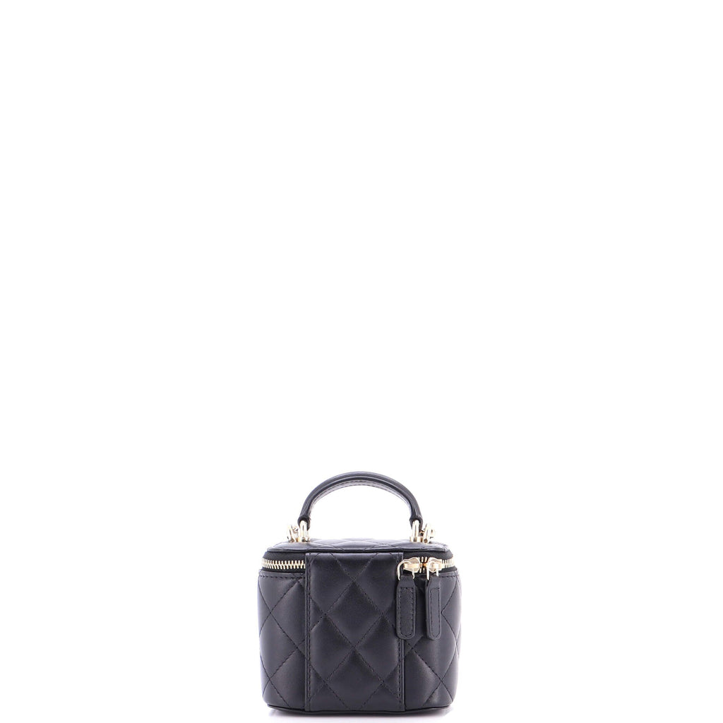 Classic Top Handle Vanity Case with Chain Quilted Lambskin Mini