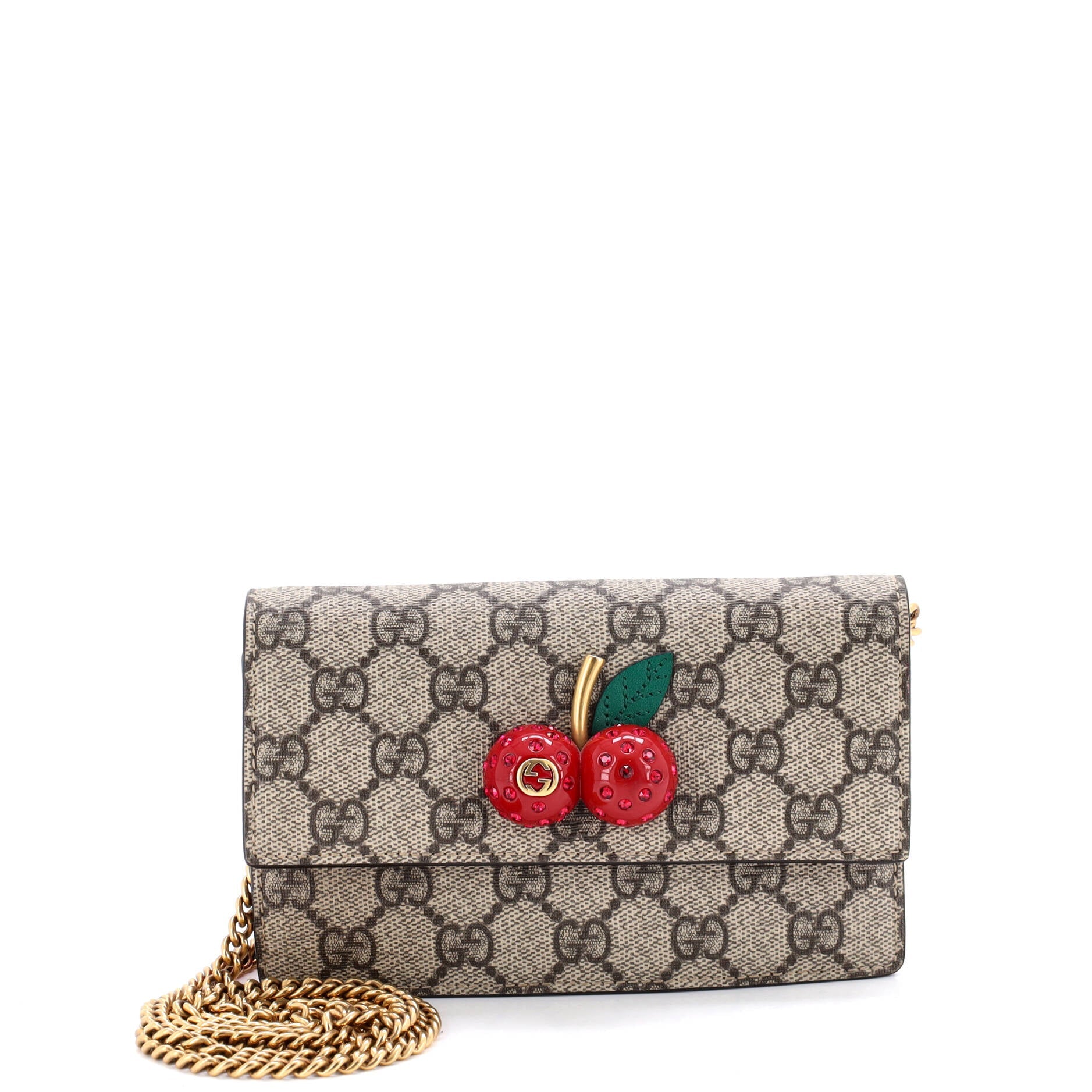 Cherries Wallet on Chain GG Coated Canvas Mini