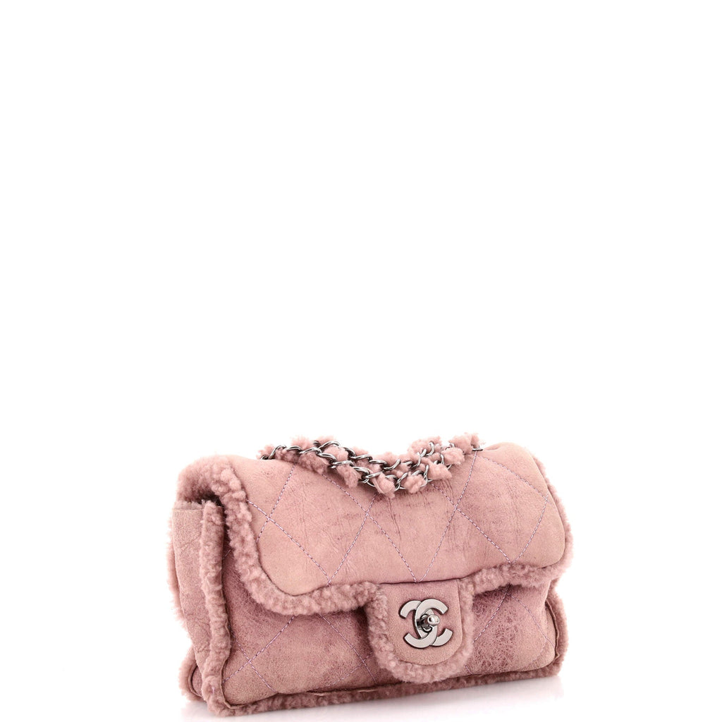 Coco Neige Flap Bag Quilted Suede with Shearling Small