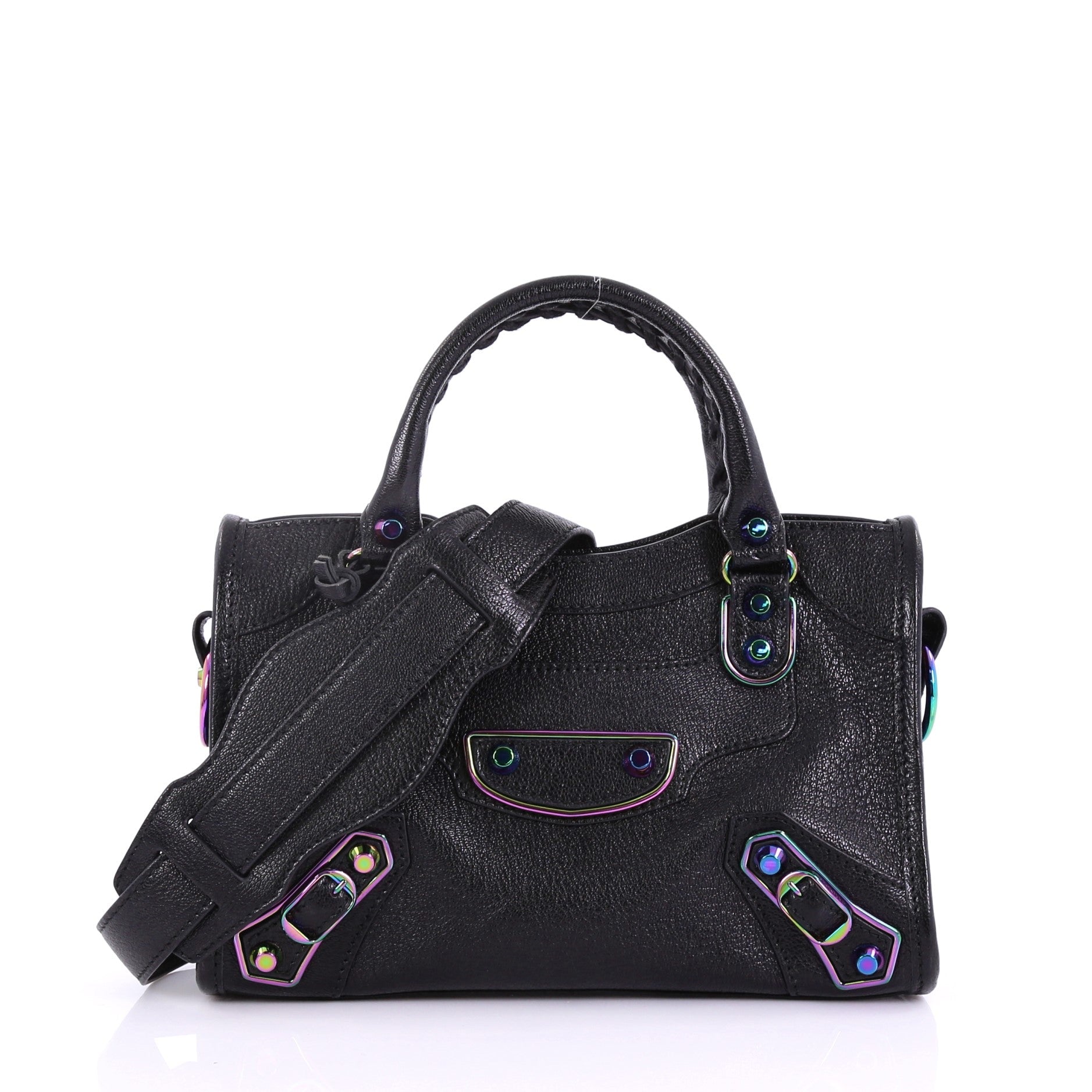 City Classic Studs Metallic Edge Handbag Leather Mini
