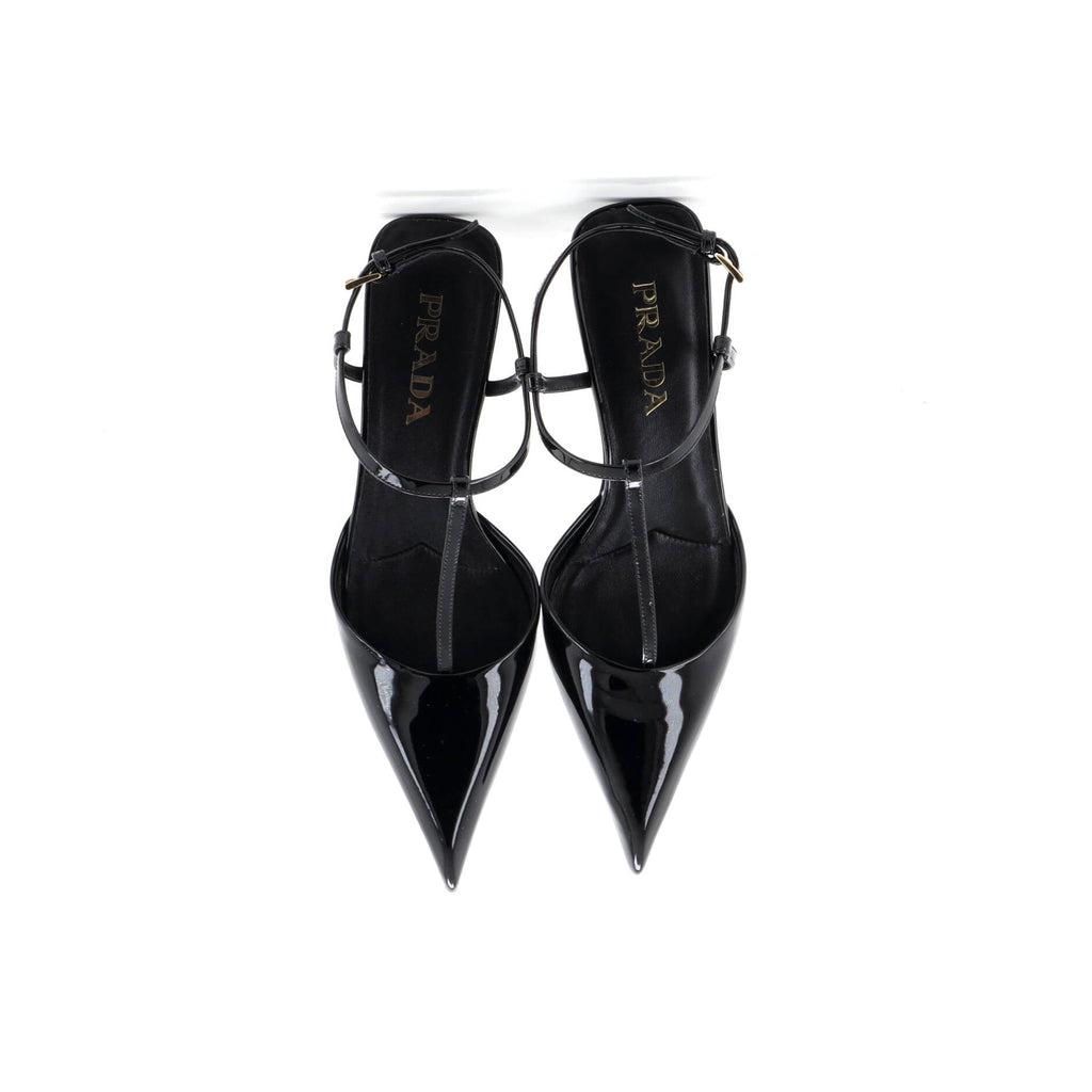 Women's Logo Heel Slingback Pumps Patent