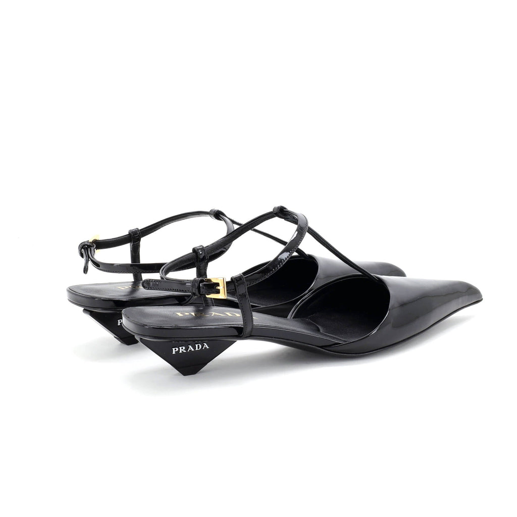 Women's Logo Heel Slingback Pumps Patent