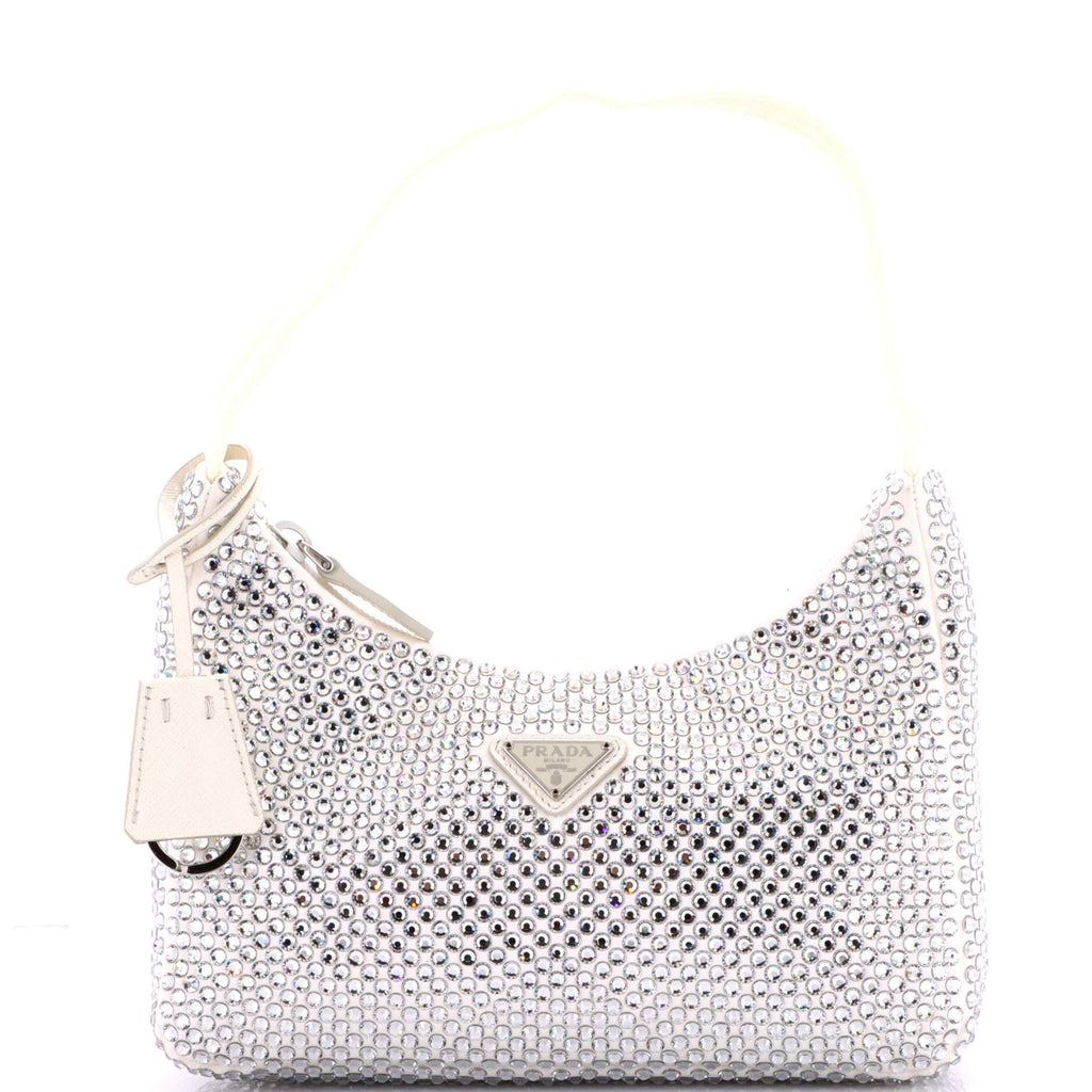 Re-Edition 2000 Hobo Crystal Embellished Satin Mini