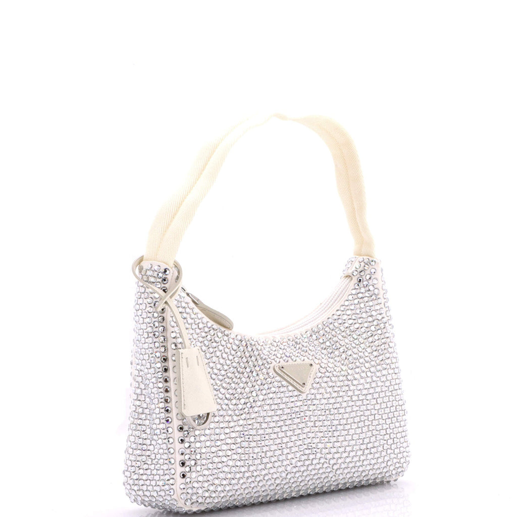 Re-Edition 2000 Hobo Crystal Embellished Satin Mini
