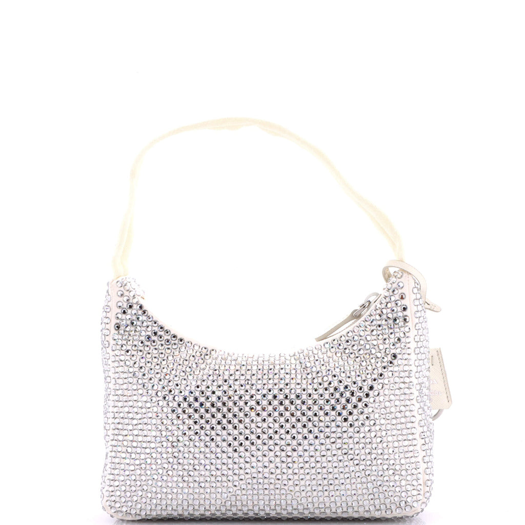 Re-Edition 2000 Hobo Crystal Embellished Satin Mini